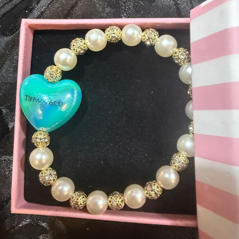 Tiffany & Co. Aqua Heart and Pearl Bracelet